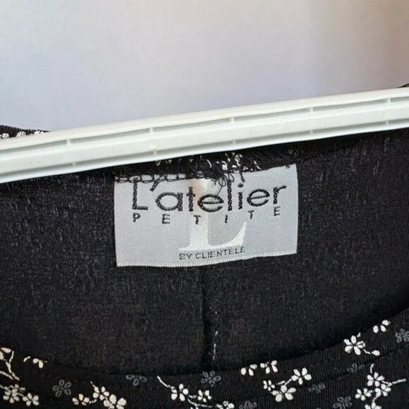 L’Atelier Petite Black Floral Print Fit & Flare Dress - Picture 3 of 3